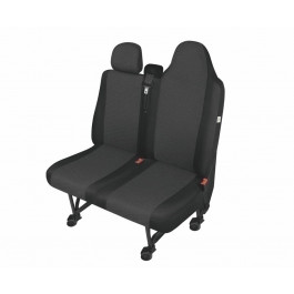 Sitzbezug Transporter DV2 Master III / Movano B / NV 400 - 100 % Passform, für Doppelsitz mit einteiliger Sitzfläche und 2 Kopfstützen; ab Facelift 2014 / Stoffmuster "Ares" schwarz / "Premium-Qualität"