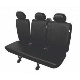 Sitzbezug Transporter DV3 Split (geteilt) Trafic II / Vivaro A / Primastar I - 100 % Passform, für 3er Sitzbank mit 1 umklappbarem Sitzrücken und 3 Kopfstützen / "Practical" Kunstleder schwarz