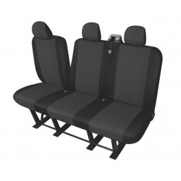 Sitzbezug Transporter DV3 Split (geteilt), für 3er-Sitzbank mit 1 umklappbarem Sitzrücken und 3 Kopfstützen / Stoffmuster "Ares" schwarz / "Premium-Qualität"