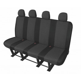 Sitzbezug Transporter DV4 XXL, für 4er-Sitzbank (Sitzbankbreite 172 - 176 cm, Sitzrückenbreite 168 - 172 cm) und 4 Kopfstützen / Stoffmuster "Ares" schwarz / "Premium-Qualität"