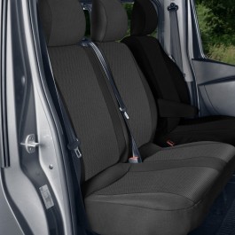 Sitzbezug Transporter DV2 Trafic III / Vivaro B / Talento / NV 300 - 100 % Passform, für Doppelsitz mit "durchgängiger" Sitzfläche/-rücken und 2 Kopfstützen / schwarz