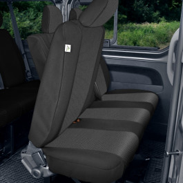 Sitzbezug Transporter DV3 Split (geteilt) Trafic III / Vivaro B / Talento / NV 300 - 100 % Passform, für 3er Sitzbank mit "umklappbarem" Sitzrücken und 3 Kopfstützen / schwarz