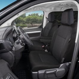 Sitzbezug-Set Front "1 + 1" für Peugeot Expert III / Traveller (ab 2016) - 100 % Passform, für 2 Einzelsitze / Stoffmuster schwarz