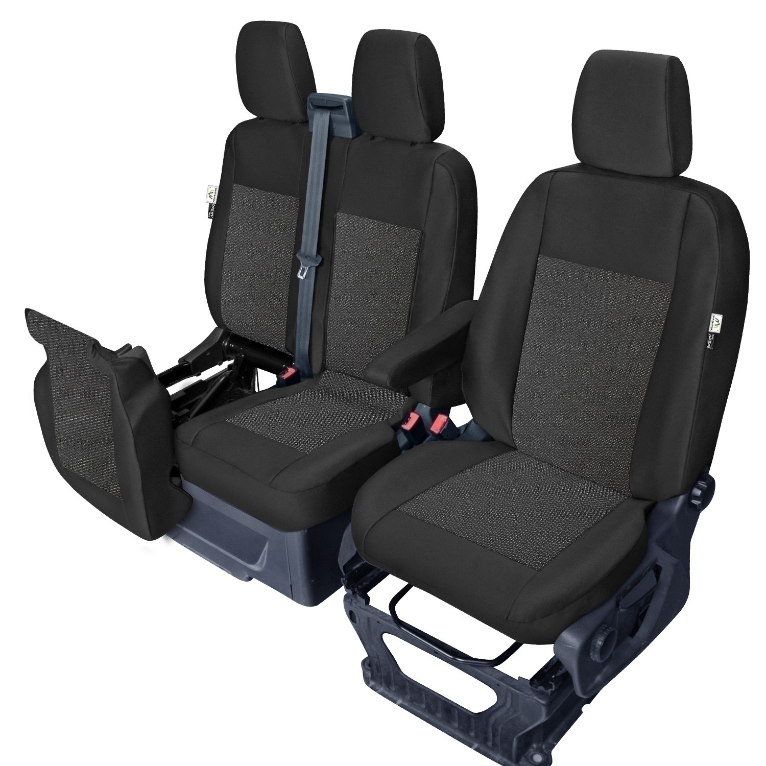 Für Ford Transit Custom 2018-2023 Schonbezüge Sitzbezüge Schwarz Vorne