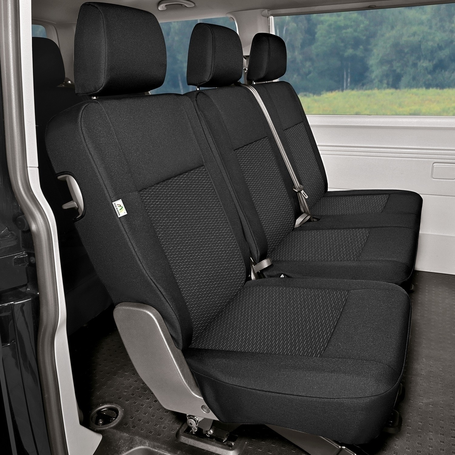 Sitzbezug-Set für zweite Sitzreihe 1 + 2 für VW T6 - 100 % Passform, für  Doppelsitzbank