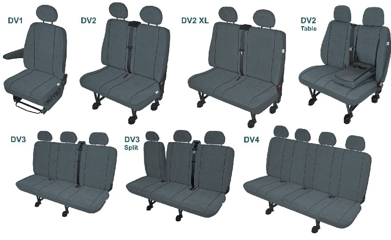 Profi 6 Einzelsitz/Doppelsitz vorne 3-tlg. grau passend für VW Crafter  3-Sitzer ab 05/2006 bis 02/20, Transporter und Kombis, Sitzbezüge, PETEX  Onlineshop