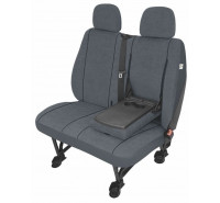 Sitzbezug Transporter DV2 L Table (Ablage), für Doppelsitz mit ausklappbarer Ablage und 2 Kopfstützen / Stoffmuster "Elegance" grau / "Standard-Qualität"