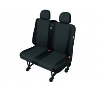 Sitzbezug Transporter DV2 Trafic II / Vivaro A / Primastar I - 100 % Passform, für Doppelsitz und 2 Kopfstützen / Stoffmuster "Ares" schwarz / "Premium-Qualität"