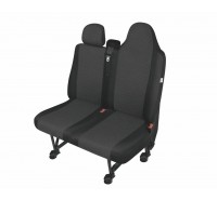 Sitzbezug Transporter DV2 Master III / Movano B / NV 400 - 100 % Passform, für Doppelsitz mit einteiliger Sitzfläche und 2 Kopfstützen; ab Facelift 2014 / Stoffmuster "Ares" schwarz / "Premium-Qualität"