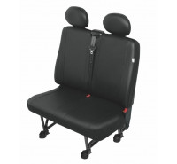 Sitzbezug Transporter DV2 Trafic II / Vivaro A / Primastar I - 100 % Passform, für Doppelsitz und 2 Kopfstützen / "Practical" Kunstleder schwarz