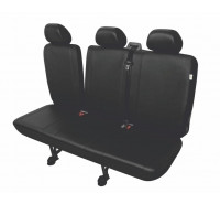 Sitzbezug Transporter DV3 Split (geteilt) Trafic II / Vivaro A / Primastar I - 100 % Passform, für 3er Sitzbank mit 1 umklappbarem Sitzrücken und 3 Kopfstützen / "Practical" Kunstleder schwarz