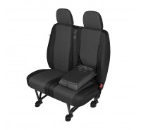 Sitzbezug Transporter DV2 Iveco Daily - 100 % Passform, für geteilten Doppelsitz und 2 Kopfstützen / Stoffmuster "Ares" schwarz / "Premium-Qualität"