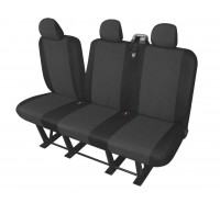 Sitzbezug Transporter DV3 Split (geteilt), für 3er-Sitzbank mit 1 umklappbarem Sitzrücken und 3 Kopfstützen / Stoffmuster "Ares" schwarz / "Premium-Qualität"