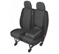 Sitzbezug Transporter DV2 M Table (Ablage), für Doppelsitz mit ausklappbarer Ablage und 2 Kopfstützen / Stoffmuster "Ares" schwarz / "Premium-Qualität"