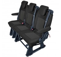 Sitzbezug-Set für zweite ODER dritte Sitzreihe für Ford Transit Custom V362  & Ford Tourneo Custom V362 bis 06/2018 - 100 % Passform, für 3er-Sitzbank bestehend aus Einzelsitz und geteilter Doppelbank / Stoffmuster schwarz