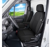 Sitzbezug-Set Front "1 + 1" für Mercedes Sprinter W907 - 100 % Passform, für 2 Einzelsitze / Stoffmuster schwarz