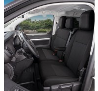 Sitzbezug-Set Front "1 + 2" für Peugeot Expert III / Traveller (ab 2016) - 100 % Passform, für Einzelsitz und einteilige Doppelsitzbank / Stoffmuster schwarz