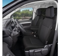Sitzbezug-Set Front "1 + 1" für Peugeot Expert III / Traveller (ab 2016) - 100 % Passform, für 2 Einzelsitze / Stoffmuster schwarz