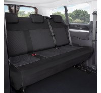 Sitzbezug-Set für dritte Sitzreihe für Peugeot Expert III / Traveller (ab 2016) - 100 % Passform, für einteilige 3er-Sitzbank / Stoffmuster schwarz