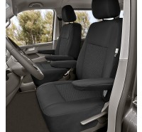 Sitzbezug-Set Front "1 + 1" für VW T5 & VW T6 - 100 % Passform, für 2 Einzelsitze / Stoffmuster schwarz