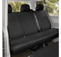 Sitzbezug-Set für dritte Sitzreihe für VW T5 & VW T6 - 100 % Passform, für 3er-Sitzbank / Stoffmuster schwarz