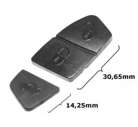 Tastengummipad SCHWARZ für KEY1016, Fiat, Lancia u.a. Stilo, 2-teilig, GROßE Version, Maße: 30,65mm + 14,25mm 