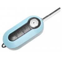 Schlüsselkopfgehäuse SILBER komplett mit Rohling für Fiat Neue Version mit 3 Tasten-Feld