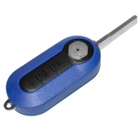 Schlüsselkopfgehäuse DUNKELBLAU komplett mit Rohling für Fiat Neue Version mit 3 Tasten-Feld