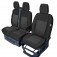Sitzbezug-Set Front "1 + 2" für Ford Transit V363 - 100 % Passform, für 1 Einzelsitz und Doppelsitzbank mit geteilter Sitzfläche und ausklappbarer Ablage / Stoffmuster schwarz