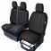 Sitzbezug-Set Front "1 + 2" für Ford Transit V363 - 100 % Passform, für 1 Einzelsitz und Doppelsitzbank mit geteilter Sitzfläche und ausklappbarer Ablage / Kunstleder schwarz